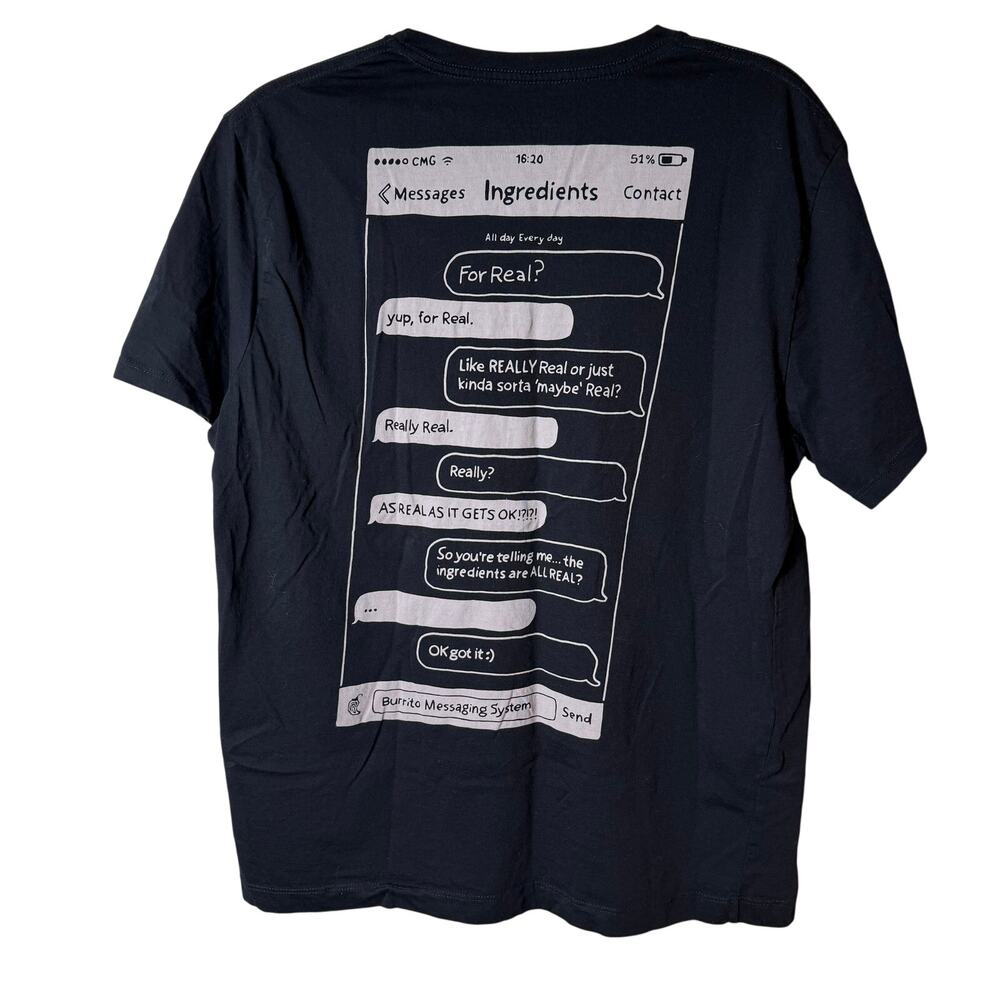 Chipotle Employee T Shirt SZ L Organic Cotton